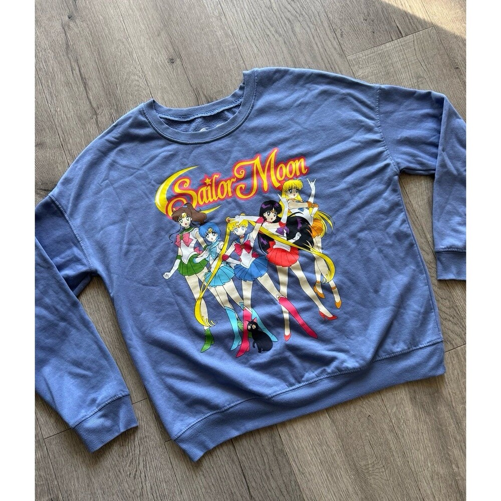 Sailor Moon Crewneck Sweater Blue Women’s Size Medium Sweatshirt
